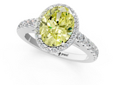 White gold Fancy Yellow Oval  Cut Halo Diamond Engagement Ring with Pave Band and Four-Prong Setting_29