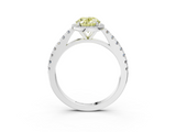 White gold Fancy Yellow Oval  Cut Halo Diamond Engagement Ring with Pave Band and Four-Prong Setting_31