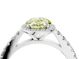 White gold Fancy Yellow Oval  Cut Halo Diamond Engagement Ring with Pave Band and Four-Prong Setting_32