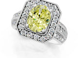White gold Fancy Yellow Oval Cut Halo Diamond Engagement Ring with Pave Split Shank and Four-Prong Setting_1