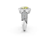 White gold Fancy Yellow Oval Cut Halo Diamond Engagement Ring with Pave Split Shank and Four-Prong Setting_2