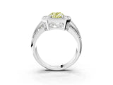 White gold Fancy Yellow Oval Cut Halo Diamond Engagement Ring with Pave Split Shank and Four-Prong Setting_3