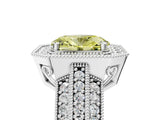 White gold Fancy Yellow Oval Cut Halo Diamond Engagement Ring with Pave Split Shank and Four-Prong Setting_5