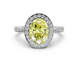 White gold Fancy Yellow Oval Cut Halo Diamond Engagement Ring with Split Shank Band and Four-Prong Setting_12