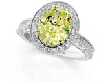 White gold Fancy Yellow Oval Cut Halo Diamond Engagement Ring with Split Shank Band and Four-Prong Setting_13