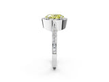 White gold Fancy Yellow Oval Cut Halo Diamond Engagement Ring with Split Shank Band and Four-Prong Setting_14