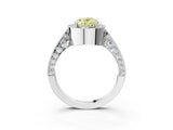 White gold Fancy Yellow Oval Cut Halo Diamond Engagement Ring with Split Shank Band and Four-Prong Setting_15