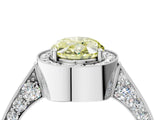 White gold Fancy Yellow Oval Cut Halo Diamond Engagement Ring with Split Shank Band and Four-Prong Setting_16