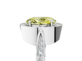 White gold Fancy Yellow Oval Cut Halo Diamond Engagement Ring with Split Shank Band and Four-Prong Setting_17