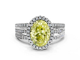 White gold Fancy Yellow Oval  Cut Halo Diamond Engagement Ring with Split Shank and Four-Prong Setting_20