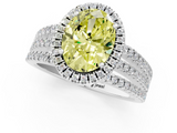 White gold Fancy Yellow Oval  Cut Halo Diamond Engagement Ring with Split Shank and Four-Prong Setting_21