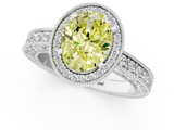 White gold Fancy Yellow Oval  Cut Halo Diamond Pave Band Ring with Four-Prong Setting_46