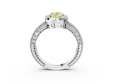 White gold Fancy Yellow Oval  Cut Halo Diamond Pave Band Ring with Four-Prong Setting_48
