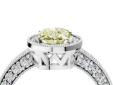 White gold Fancy Yellow Oval  Cut Halo Diamond Pave Band Ring with Four-Prong Setting_49