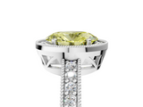 White gold Fancy Yellow Oval  Cut Halo Diamond Pave Band Ring with Four-Prong Setting_50