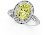 White gold Fancy Yellow Oval  Cut Halo Diamond Pave Band with Four-Prong Setting_38