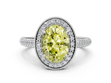 White gold Fancy Yellow Oval  Cut Halo Diamond Pave Band with Four-Prong Setting_38