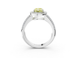White gold Fancy Yellow Oval  Cut Halo Diamond Pave Band with Four-Prong Setting_40