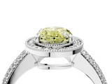 White gold Fancy Yellow Oval  Cut Halo Diamond Pave Band with Four-Prong Setting_41