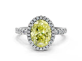 White gold Fancy Yellow Oval Cut Halo Diamond Pave Band with Prong Setting_12