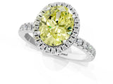White gold Fancy Yellow Oval Cut Halo Diamond Pave Band with Prong Setting_13