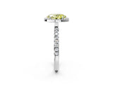 White gold Fancy Yellow Oval Cut Halo Diamond Pave Band with Prong Setting_14