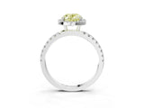 White gold Fancy Yellow Oval Cut Halo Diamond Pave Band with Prong Setting_15