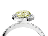 White gold Fancy Yellow Oval Cut Halo Diamond Pave Band with Prong Setting_16