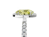 White gold Fancy Yellow Oval Cut Halo Diamond Pave Band with Prong Setting_17