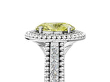 White gold Fancy Yellow Oval Cut Halo Diamond Ring with Beaded Split Shank and Four-Prong Setting_5