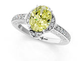 White gold Fancy Yellow Oval  Cut Halo Diamond Ring with Channel Set Band and Four-Prong Setting_33