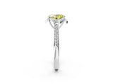 White gold Fancy Yellow Oval  Cut Halo Diamond Ring with Channel Set Band and Four-Prong Setting_34
