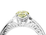 White gold Fancy Yellow Oval  Cut Halo Diamond Ring with Channel Set Band and Four-Prong Setting_35