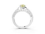 White gold Fancy Yellow Oval  Cut Halo Diamond Ring with Channel Set Band and Four-Prong Setting_35