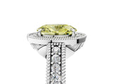 White gold Fancy Yellow Oval  Cut Halo Diamond Ring with Pavé Band and Four-Prong Setting_113