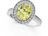 White gold Fancy Yellow Oval  Cut Halo Diamond Ring with Pavé Band and Milgrain Prong Setting_33