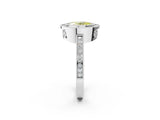 White gold Fancy Yellow Oval  Cut Halo Diamond Ring with Pavé Band and Milgrain Prong Setting_34