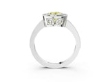 White gold Fancy Yellow Oval  Cut Halo Diamond Ring with Pavé Band and Milgrain Prong Setting_35