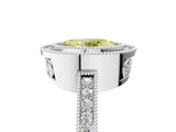White gold Fancy Yellow Oval  Cut Halo Diamond Ring with Pavé Band and Milgrain Prong Setting_37