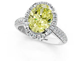 White gold Fancy Yellow Oval Cut Halo Diamond Ring with Pavé Band_25