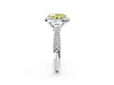 White gold Fancy Yellow Oval Cut Halo Diamond Ring with Pavé Band_26
