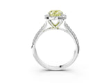 White gold Fancy Yellow Oval Cut Halo Diamond Ring with Pavé Band_27