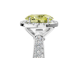 White gold Fancy Yellow Oval Cut Halo Diamond Ring with Pavé Band_29