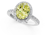 White gold Fancy Yellow Oval  Cut Halo Diamond Ring with Pave Band and Four-Prong Setting_25