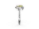 White gold Fancy Yellow Oval  Cut Halo Diamond Ring with Pave Band and Four-Prong Setting_26