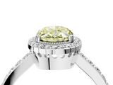 White gold Fancy Yellow Oval  Cut Halo Diamond Ring with Pave Band and Four-Prong Setting_27
