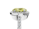 White gold Fancy Yellow Oval  Cut Halo Diamond Ring with Pave Band and Four-Prong Setting_29
