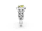 White gold Fancy Yellow Oval Cut Halo Diamond Ring with Round  Split Shank and Prong Setting_110