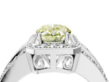 White gold Fancy Yellow Oval Cut Halo Diamond Ring with Round  Split Shank and Prong Setting_115