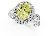 White gold Fancy Yellow Oval  Cut Halo Diamond Ring with Scrollwork Band and Four-Prong Setting_115